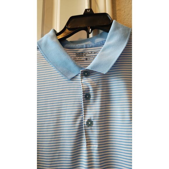Nike Golf Dri-Fit Blue Striped Short Sleeves Polo T-shirt Size XL - Picture 2 of 11